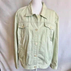 Vintage Lauren Ralph Lauren Co light Green Denim Jean Jacket Size XL Button Up